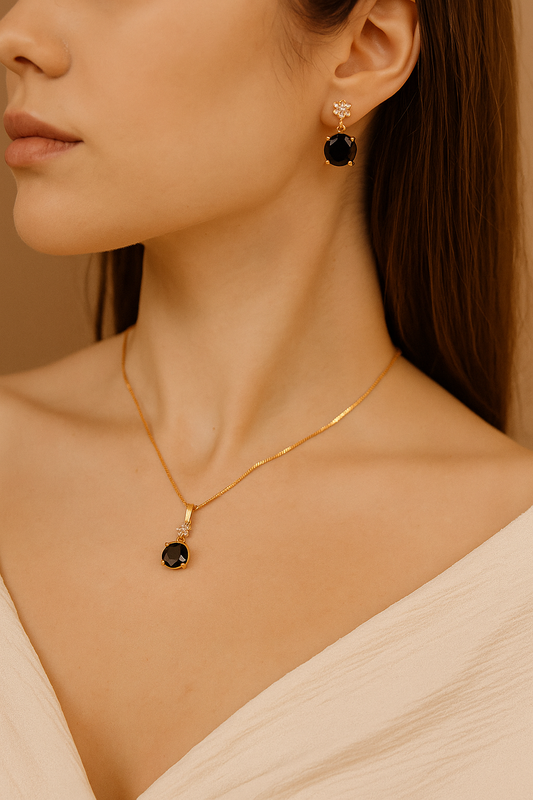 Enchanted Noir – Sparkling Black Stone Jewelry Set