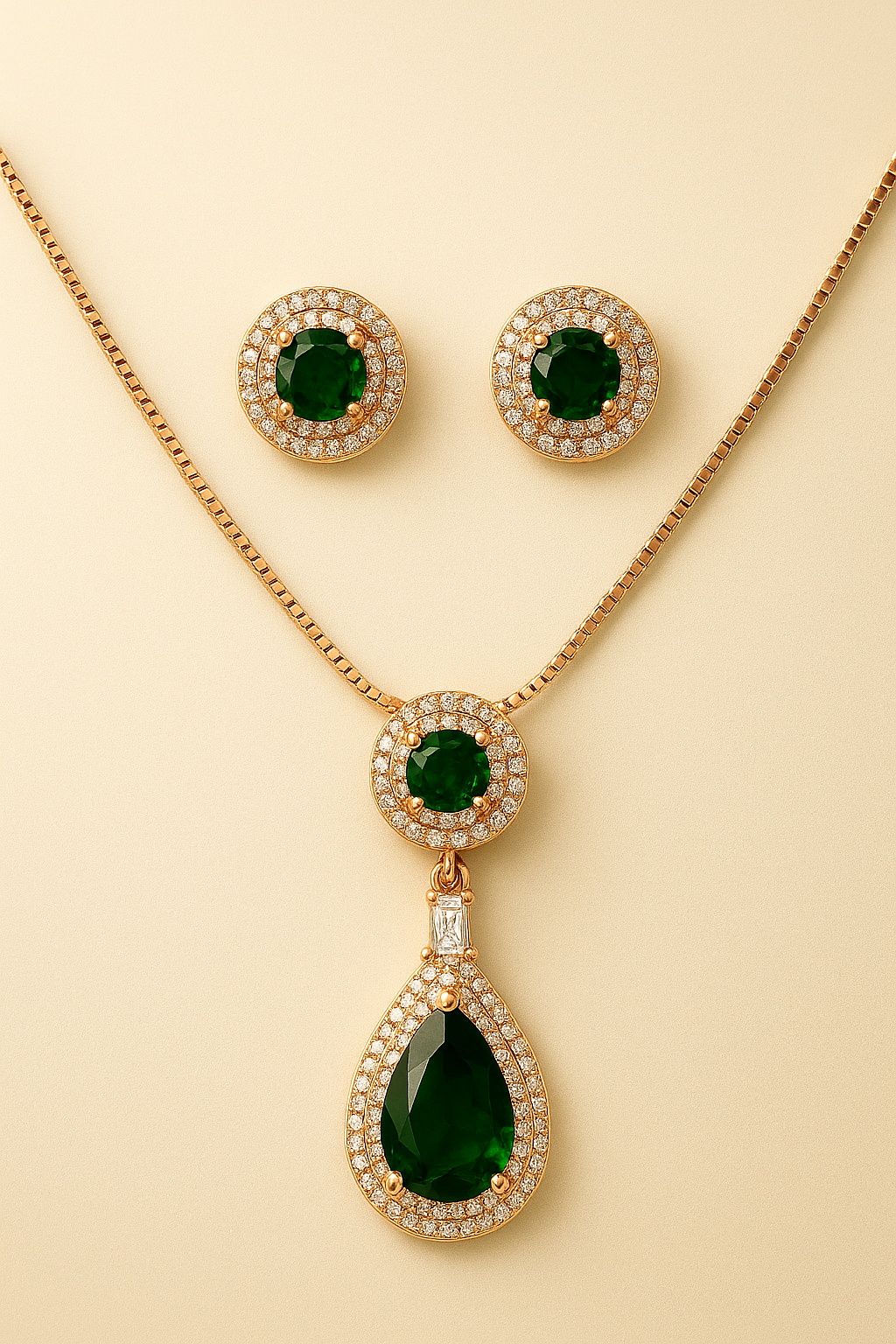 Imperial Radiance β Gold Zircon Necklace & Earrings Set