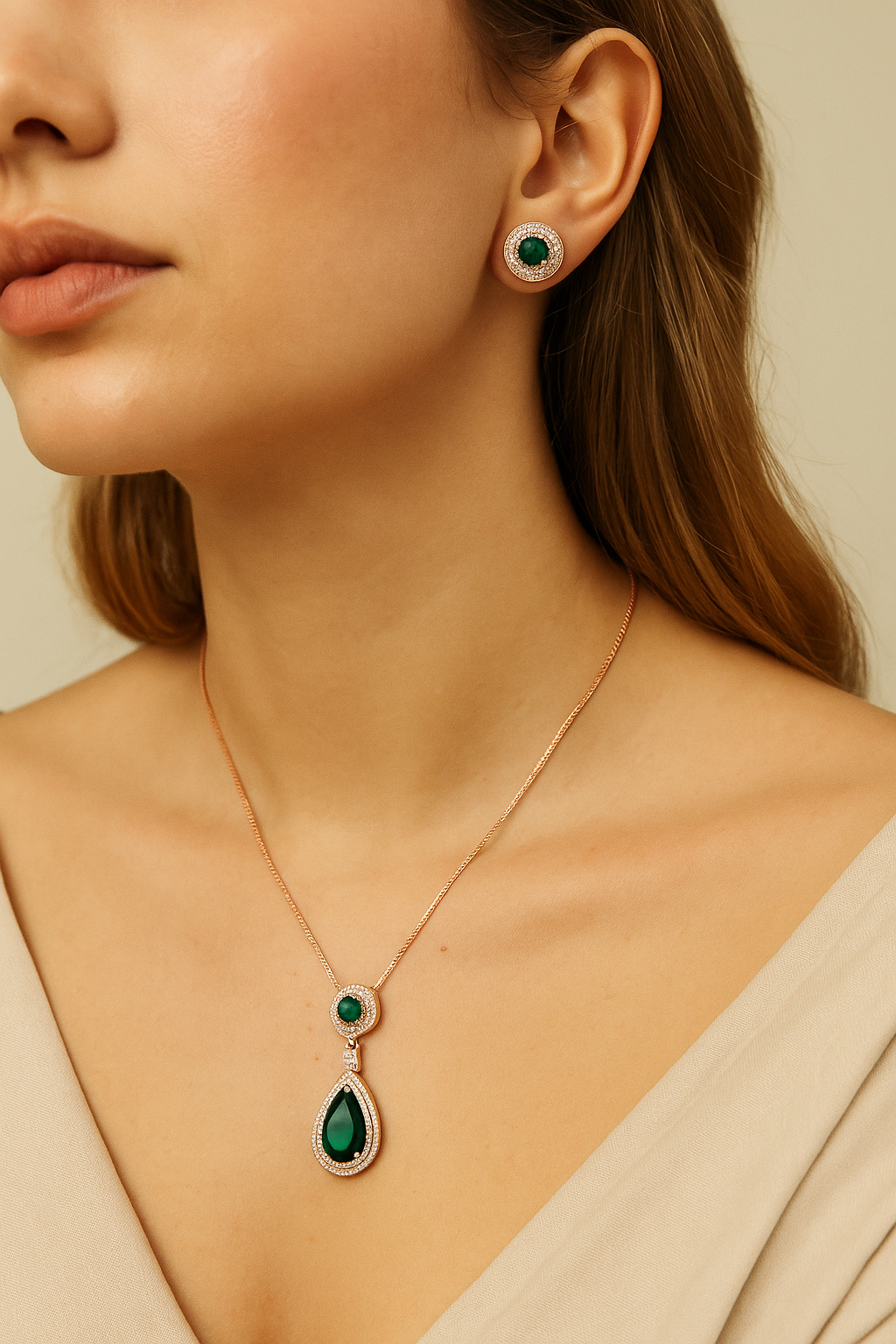 Imperial Radiance β Gold Zircon Necklace & Earrings Set