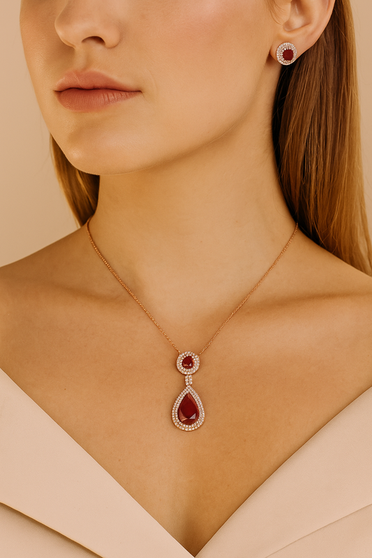 Imperial Radiance – Gold Zircon Necklace & Earrings Set