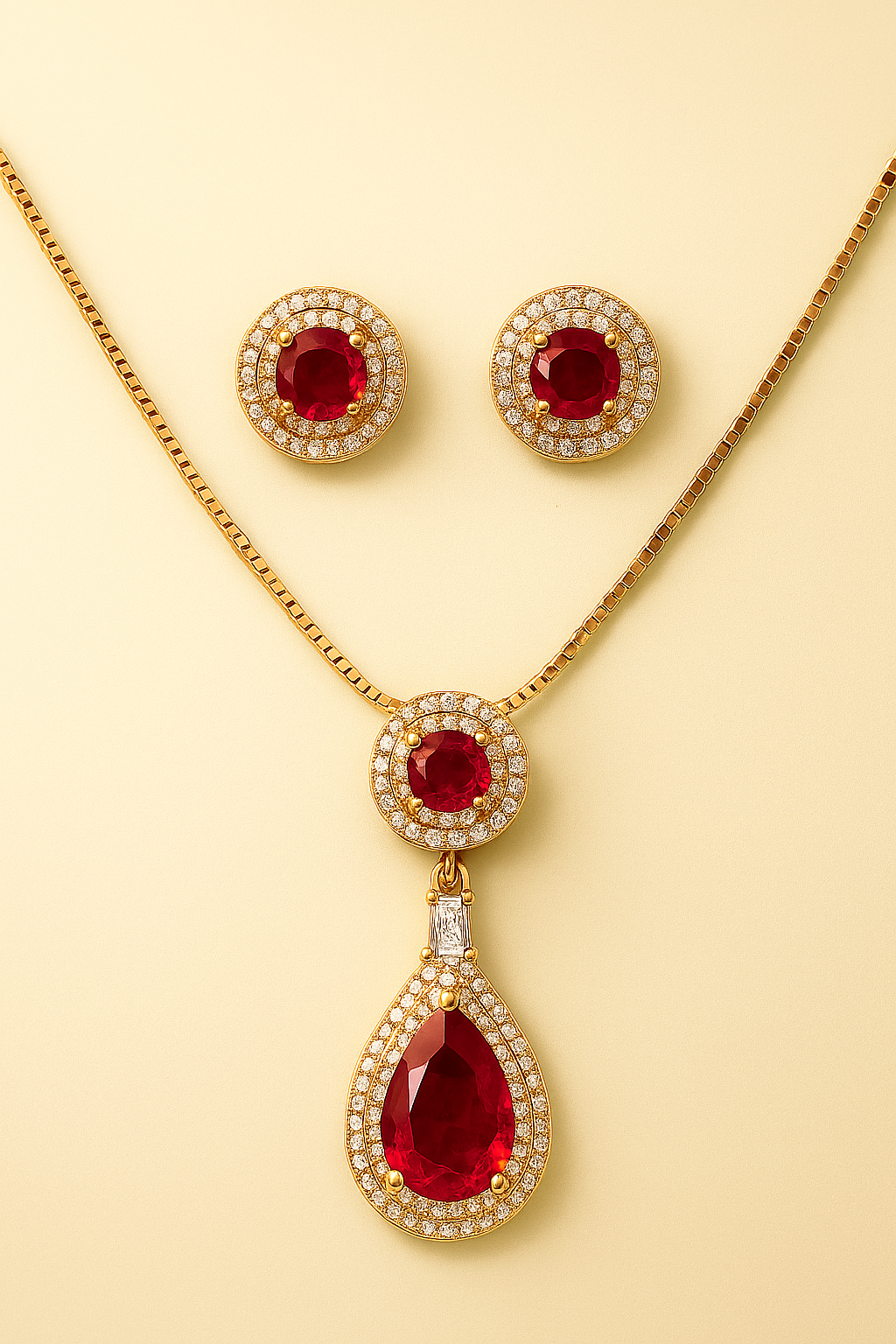 Imperial Radiance β Gold Zircon Necklace & Earrings Set