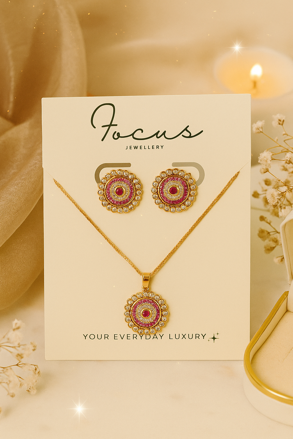 Luna Bloom – Elegant Circular Necklace & Earring Set