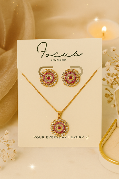 Luna Bloom – Elegant Circular Necklace & Earring Set