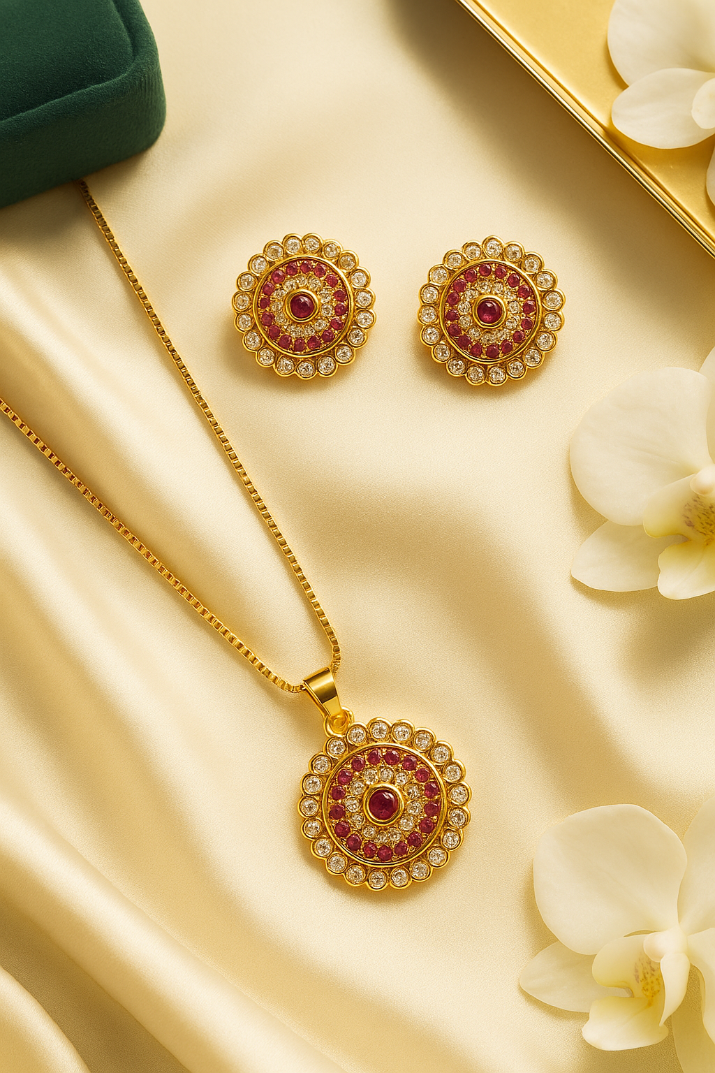Luna Bloom – Elegant Circular Necklace & Earring Set