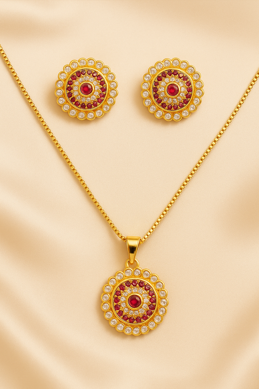Luna Bloom – Elegant Circular Necklace & Earring Set