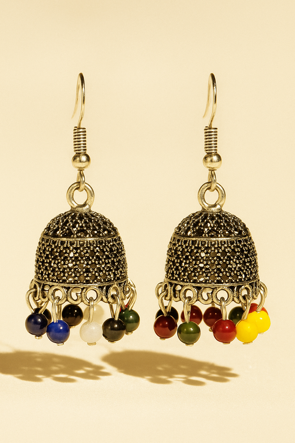 Boho Luxe – Oxidized Silver Earrings with Colorful Bead Drops