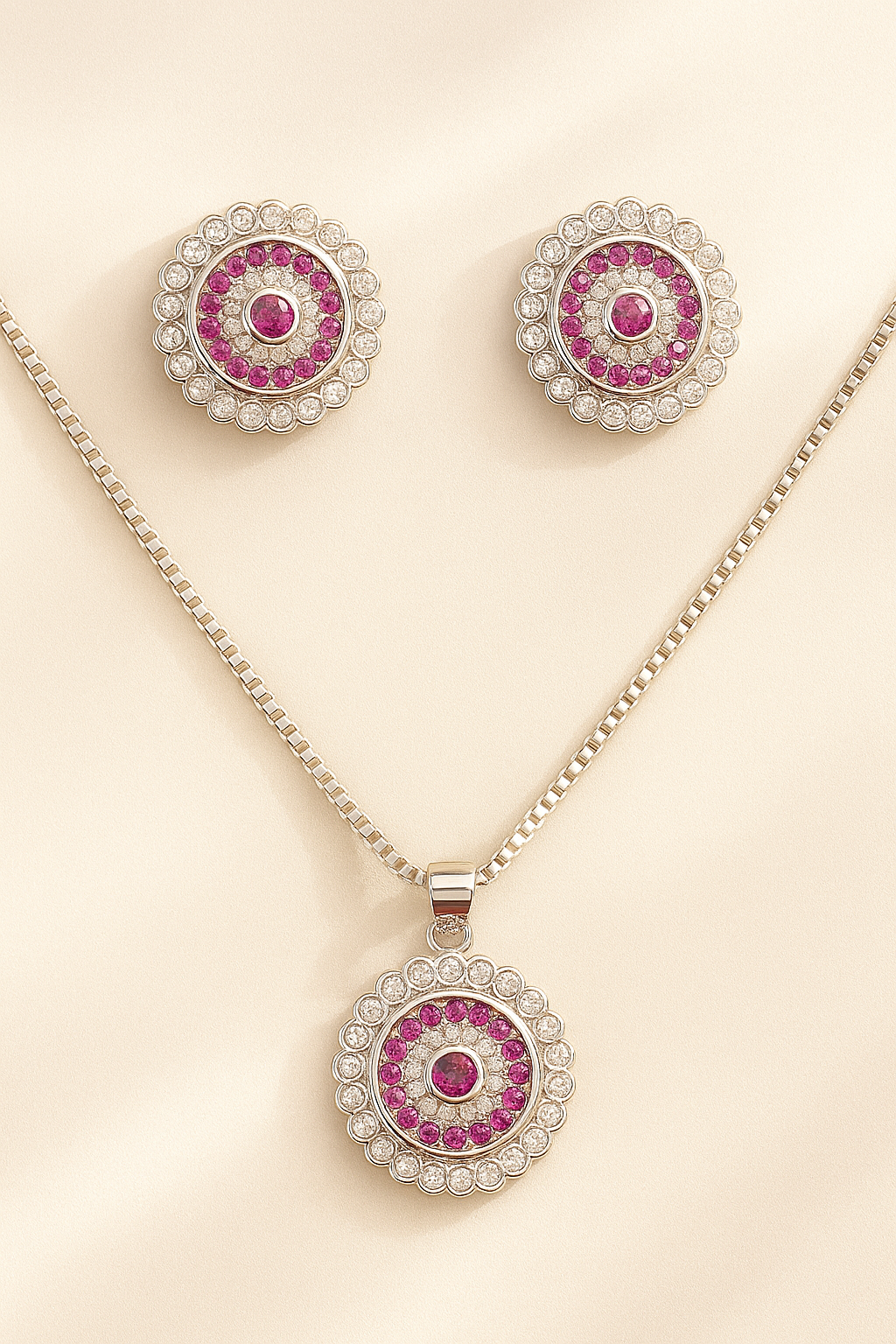 Luna Bloom – Elegant Circular Necklace & Earring Set