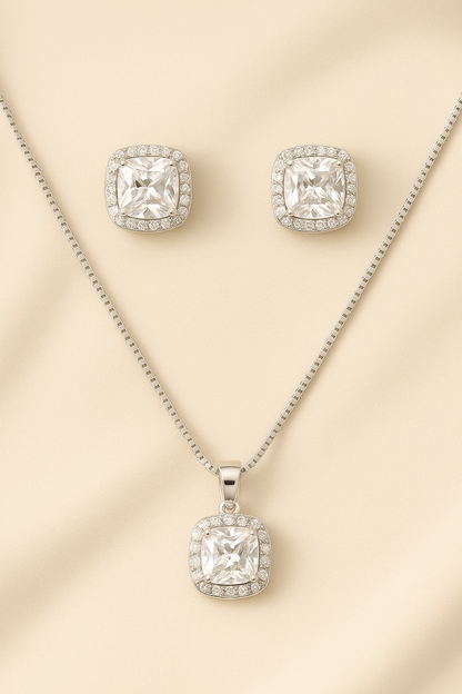 Cushion-Cut Elegance – 1 Carat Gold Zircon Jewellery Set