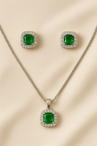 Cushion-Cut Elegance – 1 Carat Gold Zircon Jewellery Set