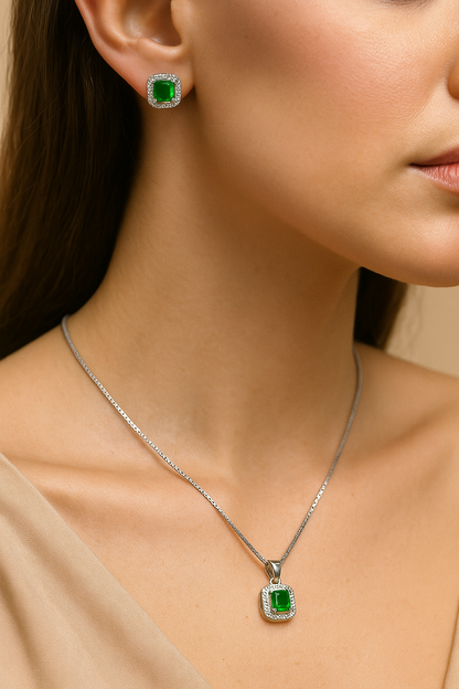 Cushion-Cut Elegance – 1 Carat Gold Zircon Jewellery Set